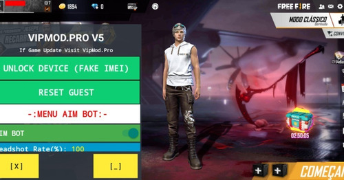 Hack Free Fire Vip Mod (android E Emulador) 100% Antiban Hs.