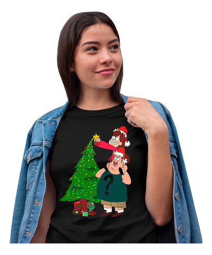 Playera Unisex Navidad Gravity Falls Mabel Y Soos Arbol