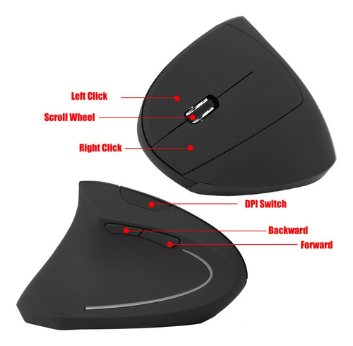 Mouse Ratón Vertical Inalámbrico Ergonómico Recargable2.4ghz