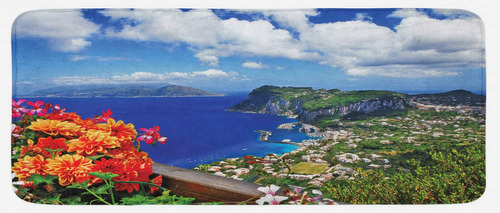 Lunarable Tapete De Cocina De Isla, Isla Escenica De Capri, 