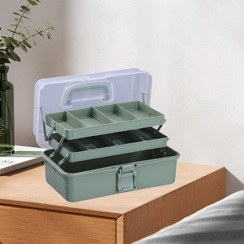 Caja De Almacenamiento De 3 Niveles, Estuche De Arte Verde
