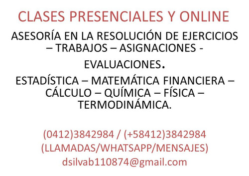 Matemáticas- Física- Química- Inglés- Clases Particulares