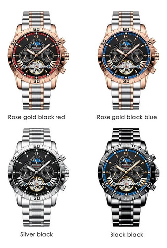 1410 Reloj Mecánico Luminoso En Acero Inoxidable