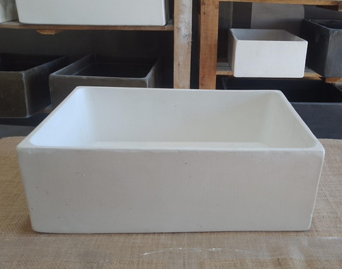 Bacha Blanca Rectangular Concreto, Baño, Cocina, Patio Blanco