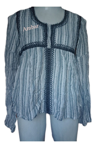 Blusa Campesina Daniel Cassin Manga Larga, Bordada (Usado)