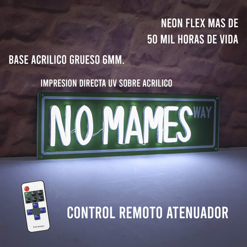 Letrero No Mames Way Decoración De Pared Divertida Neon Led
