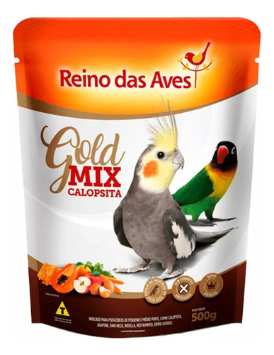 Kit 10 Ração Calopsita Gold Mix 500gr - Reino Das Aves