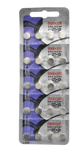Imagen 2 de 5 de 20 Pilas Sr626sw 377 Óxido De Plata 1.55v Maxell Reloj Alarm