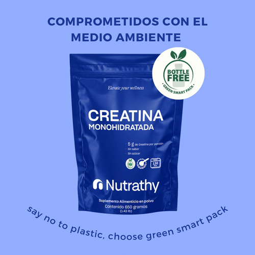 Creatina 100% Pura 650 Gr Nutrathy 130 Servicios Sabor Sin Sabor