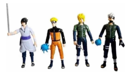 Kit 4 Bonecos Led Naruto Uzumaki Articulados Sasuke Kakashi