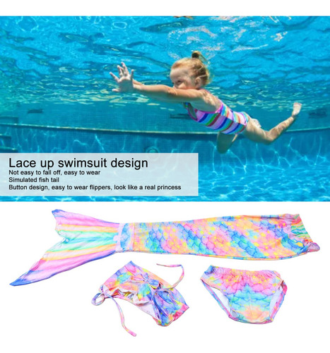 Sirena Cola Y Bikini Niñas Traje De Baño Set Envío Gratis