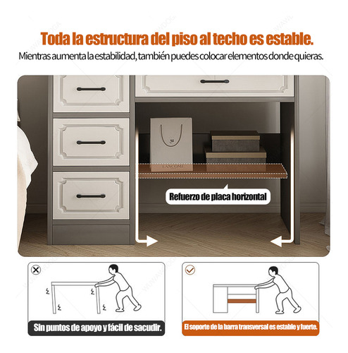 Tocador De Maquillaje Con Espejo Estante De Dormitorio Hogar
