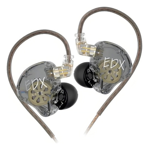 Fone De Ouvido Kz Edx Lite Dj Musical Retorno Palco In-ear Cor Fume