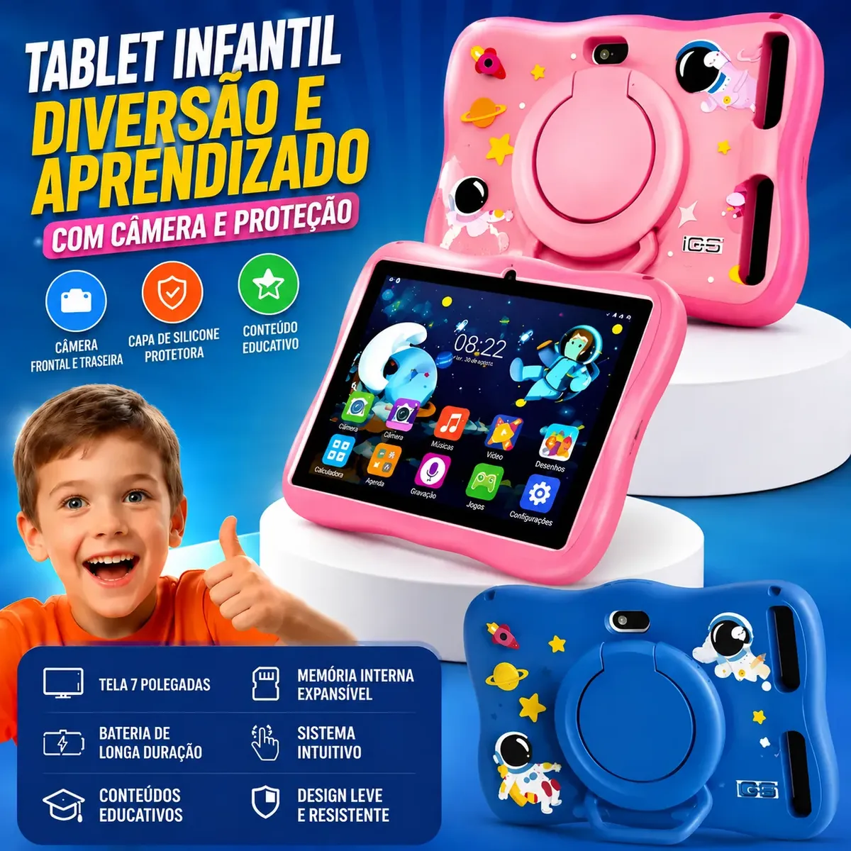 Tablet Infantil Kids Para Criança Com Youtube E Play Cor Ros Rosa