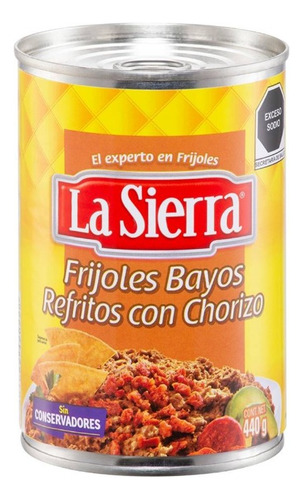 3 Pza Frijoles Bayos La Sierra Refritos Con Chorizo En Lata