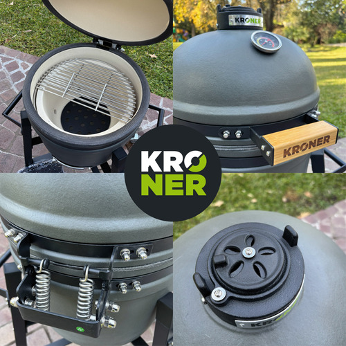 Kamado Parrilla Ahumador 15 Pulgadas Cerámica C/rueda Kroner