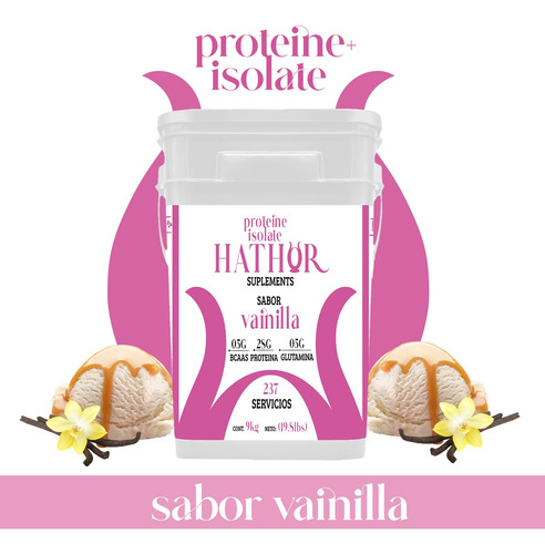 Proteína Isolate Hathor Suplementos 9 Kg Varios Sabores Vainilla
