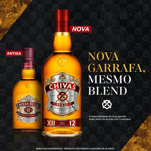 Whisky Chivas Regal Escocês 12 Anos 1 Litro Kit Com 3 Unid