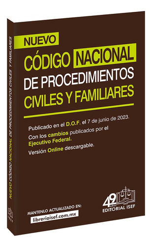 Código Nacional De Procedimientos Civiles Y Familiares (bolsillo), De Ediciones Fiscales Isef S.a.. Editorial Ediciones Fiscales Isef, Tapa Blanda En Español, 1
