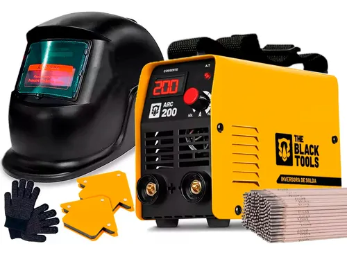 comprar Maquina De Solda Inversora Eletrica 200a 220v The Black Tools Arc200 Com Máscara De Solda Automática E Acessórios