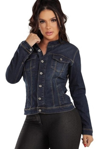 Imagem 1 de 3 de Jaqueta Jeans Feminina Gola Padre 352