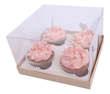10 Cajas Cupcake 4 Cavs Domo Transparente 