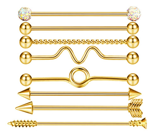 Imagem 6 de 12 de 32pcs Bola Piercing Industrial Barra Orelha Barra Brinco 14g