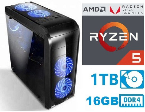 Pc Gamer Ryzen 5 2400g 16gb Ddr4 1tb Hdd Fuente 80+