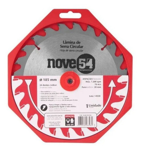 Disco De Serra Para Madeira 185mm 24d Nove54