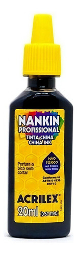 Tinta Nankin Profissional 20ml Preta Acrilex