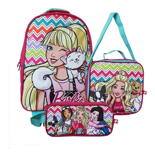 Siesta Estereotipo Desviación Pack Barbie Mochila Con Ruedas + Lonchera Y Estuche + Envio