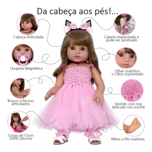 Bebe Reborn Original menina Articulada Realista Membros Vinil