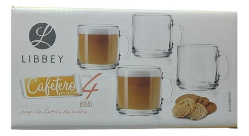 4 Taza De Vidrio Lisa Tarro Liso Para Cafe 320 Ml Libbey