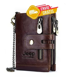 Billetera Monedero Para Hombre Cuero Genuino Jeep Rfid