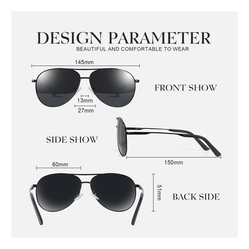 Gesruny Gafas De Sol Polarizadas De Aviador Para Hombres Y