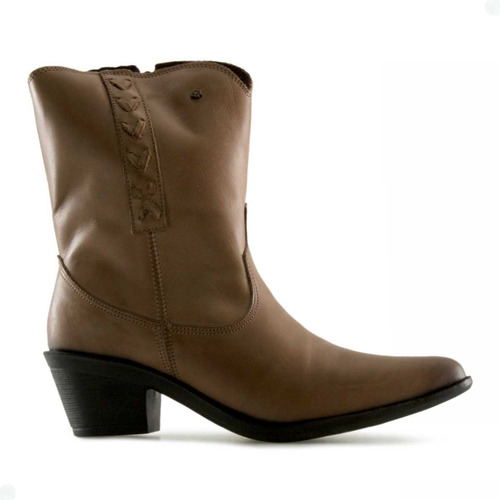 Bota Feminina Perlatto Wes001 Bota Couro Salto Ajuste Zíper