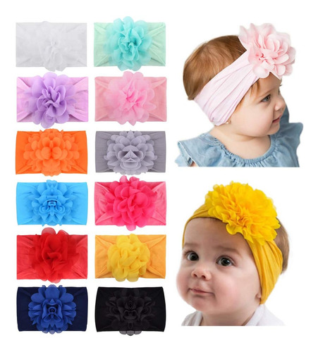 20 Diademas Elásticas De Nailon Para Bebés Y Niñas De 6