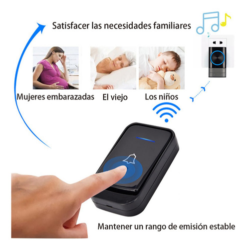 Timbre Inalámbrico Para Puerta Con 2 Receptores Impermeables