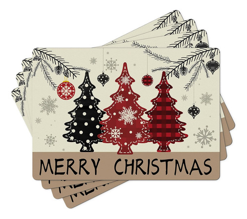 Juego De 4 Manteles Individuales De Navidad Aimego: Mantele
