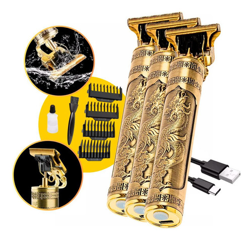 Kit 3 Máquinas Barba Profissional Super Afiada Longa Retrô Q