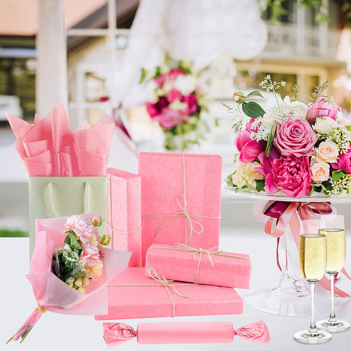 Neburora Papel De Seda Rosa Para Bolsas De Regalo, 60 Hojas