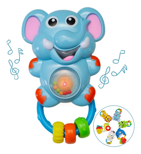 Chocalho Musical Mordedor Bebê Brinquedo Interativo Com Som