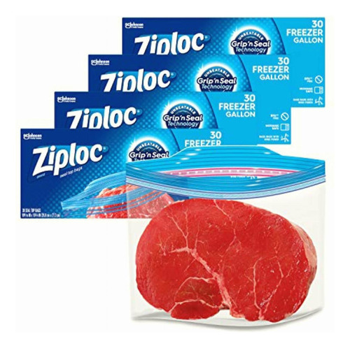 Ziploc Freezer Bags, Gallon, 4 Pack, 30 Pz (120 Total)