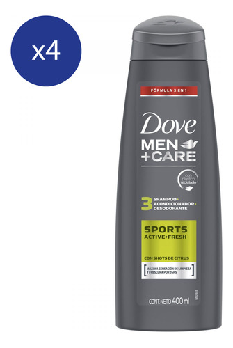 Pack Shampoo 3 En 1 Dove Men  400 Ml