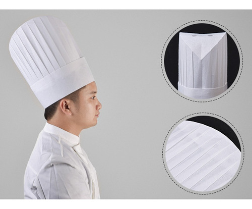 Paquete De 20 Piezas Desechables De Sombrero De Chef, Gorro