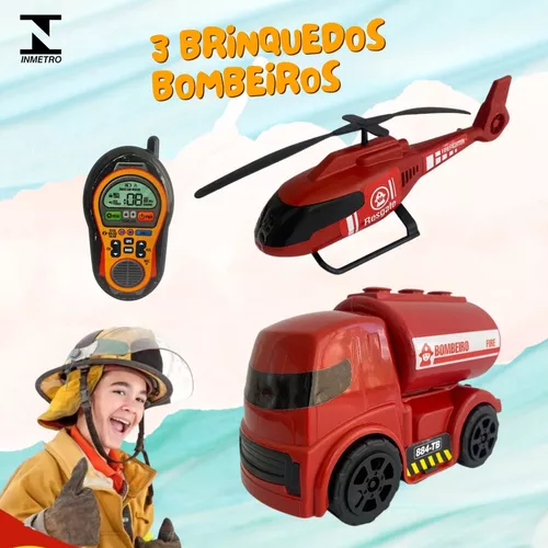 Kit 3 Carrinho Bombeiro Helicóptero Motinha Brinquedo Menino Criança  Infantil Presente Barato