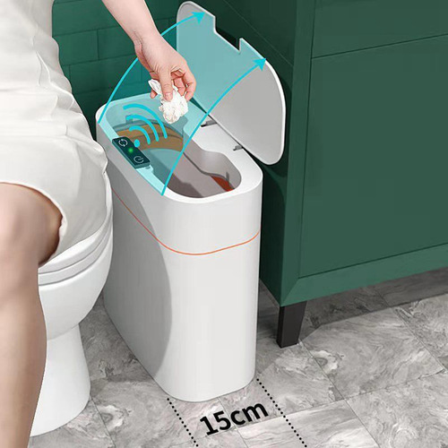 Bote De Basura Sin Contacto Papelera Batería Blanca