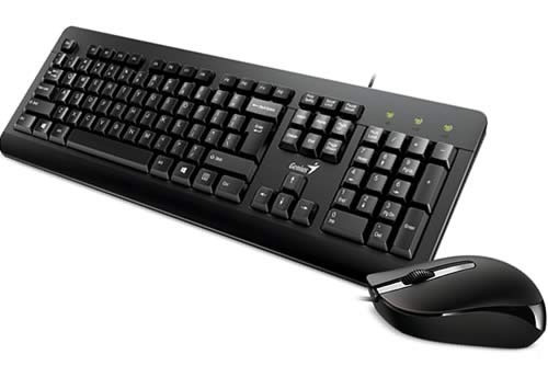 Kit de teclado y mouse Genius KM-160 Inglés US de color negro