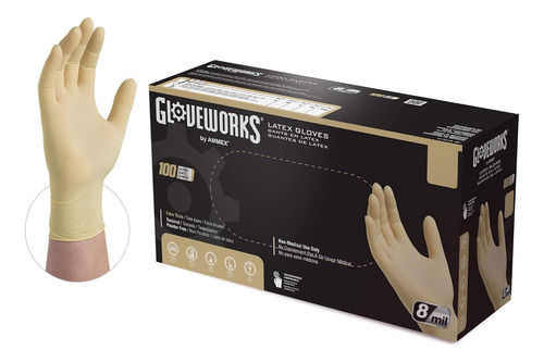 Gloveworks Unisex Adult 100 Gloves, Beige, Small Pack Of ...