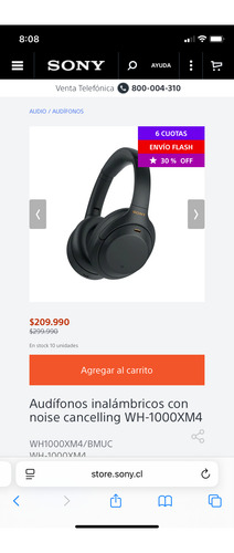 Audífonos Bluetooth Con Noise Cancelling Wh-1000xm4 (Usado)